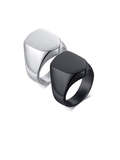 Stainless Steel With White Gold Plated Simplistic  Smooth Geometric Band Rings