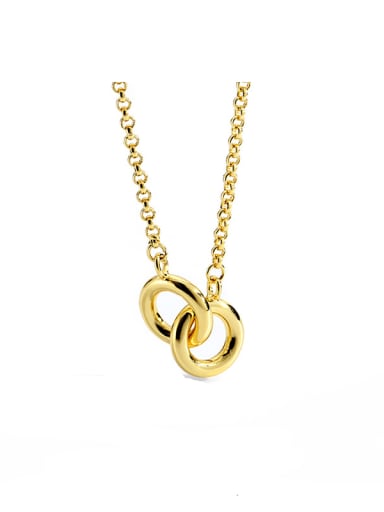 Brass Minimalist Double Ring  pendant Necklace