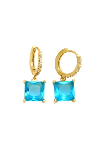 Brass Cubic Zirconia Geometric Minimalist Huggie Earring