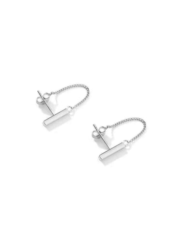 925 Sterling Silver Geometric Tassel Minimalist Huggie Earring