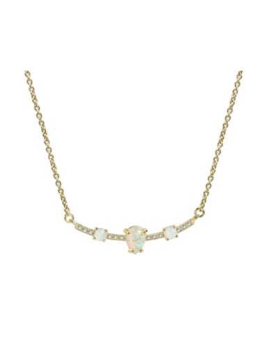 Brass Opal Geometric Minimalist Necklace