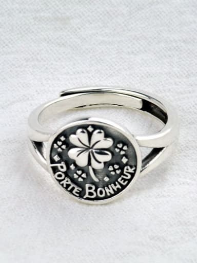 Vintage Sterling Silver With Antique Silver Plated Vintage Flower Free Sizd Rings