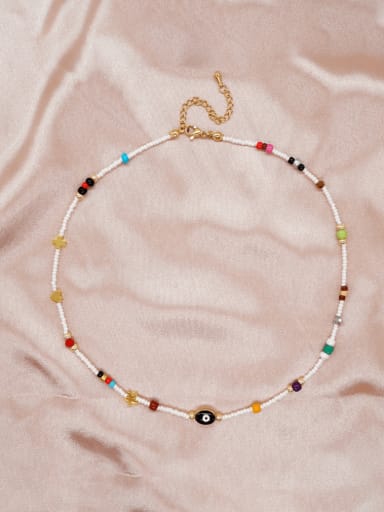 GZ N220001B Zinc Alloy Miyuki Millet Bead Multi Color Bohemia Beaded Necklace