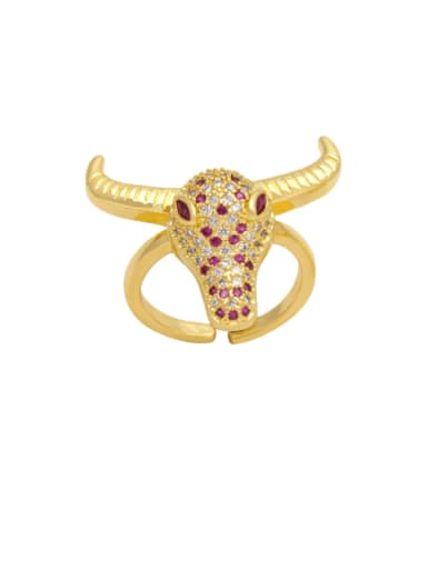 Rose red Brass Cubic Zirconia Animal Trend Band Ring