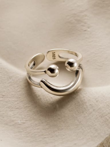 custom 925 Sterling Silver Smiley Vintage Band Ring