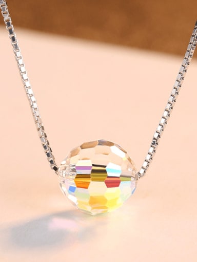 925 Sterling Silver Simple Synthetic Crystal Pendant Necklace