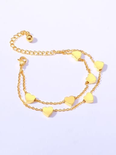 Golden Titanium Steel Heart Minimalist Strand Bracelet