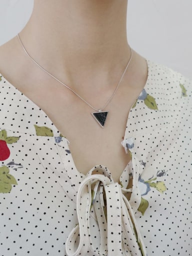 925 sterling silver simple fashion triangle Necklace