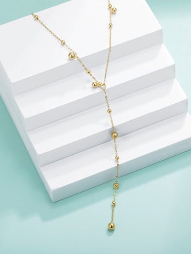 Titanium Steel Bead Gold Geometric Trend Lariat Necklace