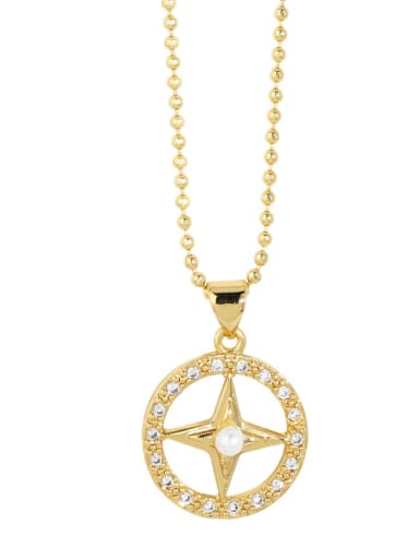 C Brass Cubic Zirconia Pentagram Vintage Necklace