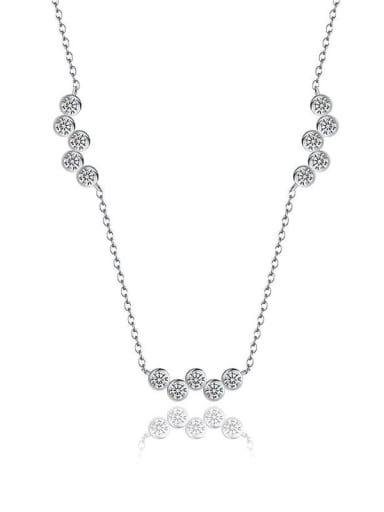 JYTZ 026 (necklace platinum) 925 Sterling Silver Rhinestone Geometric Minimalist Necklace