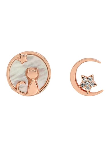 Rose gold [with pure white fungus plug] 925 Sterling Silver Shell Geometric Minimalist Stud Earring
