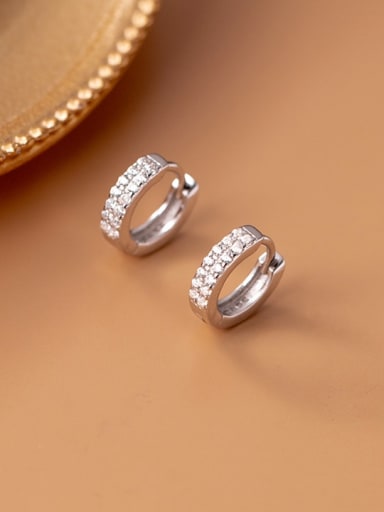 silver 925 Sterling Silver Cubic Zirconia Geometric Dainty Cluster Earring