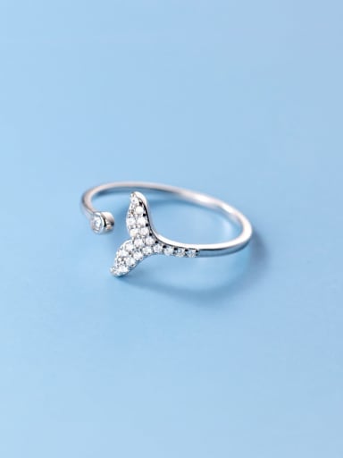 925 Sterling Silver Cubic Zirconia Fish Tail Minimalist Band Ring