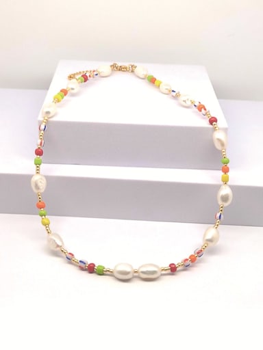 Freshwater Pearl Multi Color Glass beads  Bohemia Necklace