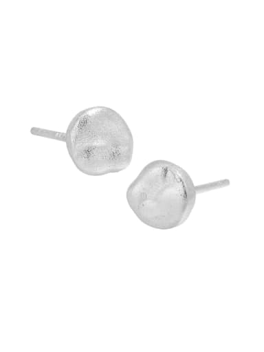 silvery 925 Sterling Silver Geometric Minimalist Stud Earring