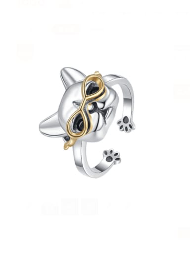 925 Sterling Silver Dog Classic Band Ring