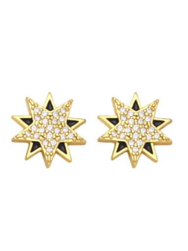 black Brass Cubic Zirconia  Star Vintage Stud Earring