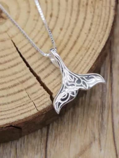 925 Sterling Silver Fish Tain Minimalist  pendant Necklace