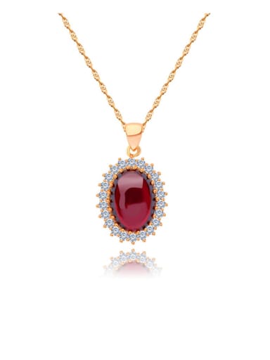 Copper Cubic Zirconia Oval Luxury Necklace