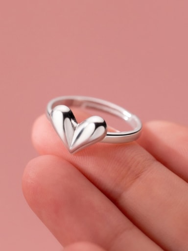 925 Sterling Silver Smooth Heart Minimalist Band Ring