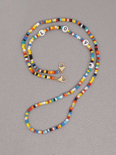 Stainless steel Multi Color  Bead  Letter Bohemia Hand-woven Necklace