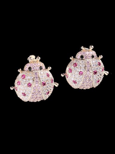 Brass Cubic Zirconia Insect Cute Stud Earring