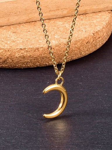 Titanium Smooth Moon Minimalist Necklace