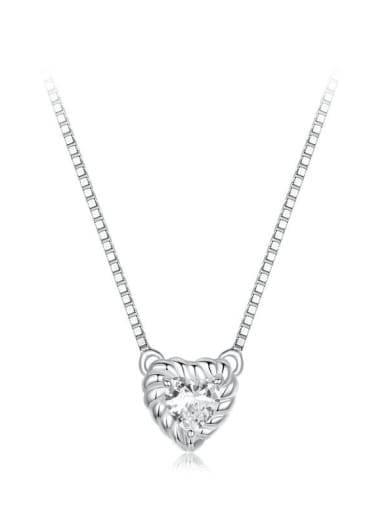 925 Sterling Silver Moissanite Heart Dainty Necklace