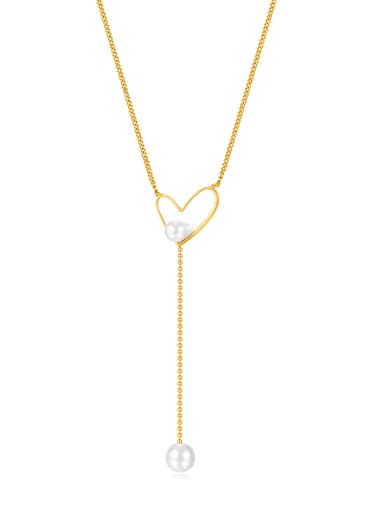 Titanium Steel Shell Heart Minimalist Tassel Necklace