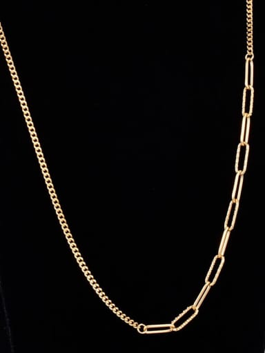 Titanium Steel Hollow Geometric Minimalist Asymmetry  Chain Necklace