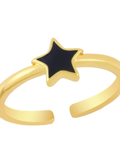 black Brass Enamel Star Minimalist Band Ring