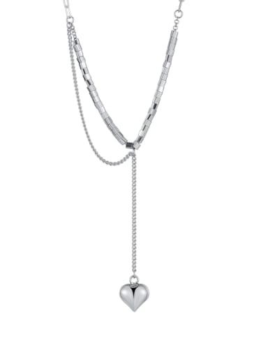 925 Sterling Silver Heart Vintage Lariat Necklace