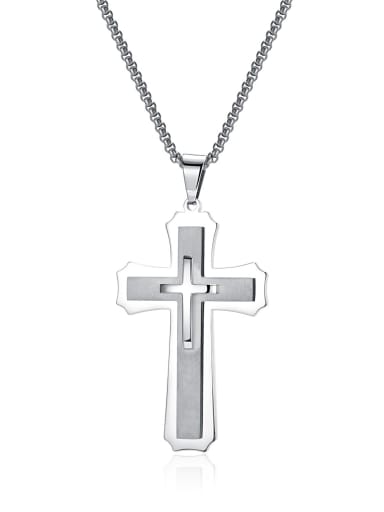 2213 steel pendant with  (chain 470CM) Stainless steel Cross Minimalist Regligious Necklace