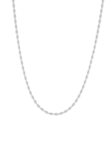 Platinum chain without pendant 925 Sterling Silver Synthetic Crystal Geometric Vintage Beaded Necklace
