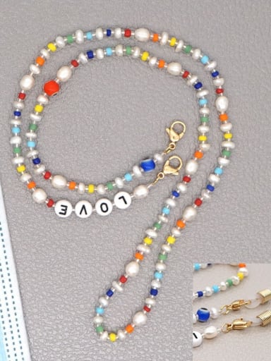 Stainless steel Imitation Pearl Multi Color Letter Bohemia  Hand-woven Necklace