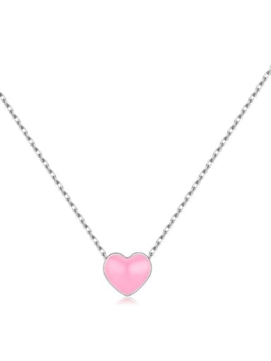 925 Sterling Silver Enamel Heart Minimalist Necklace