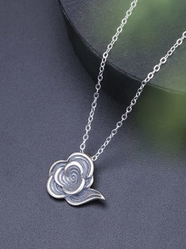 Jindou Cloud Pendant (excluding chain) 925 Sterling Silver Vintage Flower Earring and Pendant Set