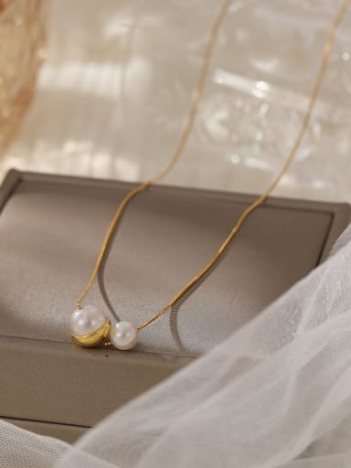 NS1020 gold 925 Sterling Silver Imitation Pearl Minimalist  Necklace