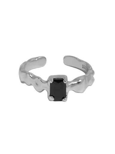 White gold [No. 13 adjustable] 925 Sterling Silver Cubic Zirconia Geometric Vintage Band Ring
