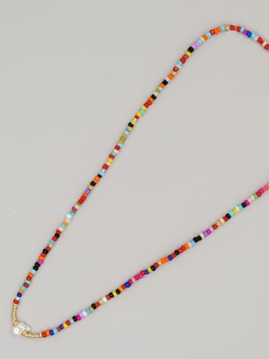 GZ N220051C Zinc Alloy Glass beads Multi Color Bohemia Beaded Necklace