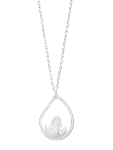 925 Sterling Silver Flower Minimalist Lotus Pendant Necklace