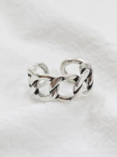 925 Sterling Silver Hollow Geometric Minimalist Free Size Band Ring