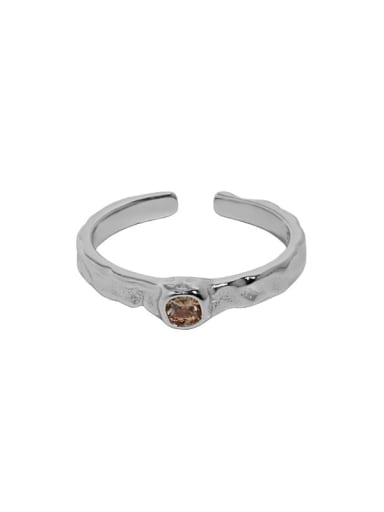 White gold [Yellowstone] 925 Sterling Silver Cubic Zirconia Geometric Vintage Band Ring