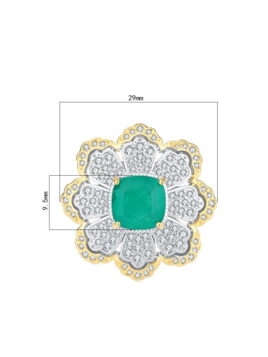Emerald ring Brass Cubic Zirconia Luxury Flower Ring and Necklace Set