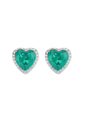 Emerald earrings Brass Cubic Zirconia Heart Luxury Stud Earring