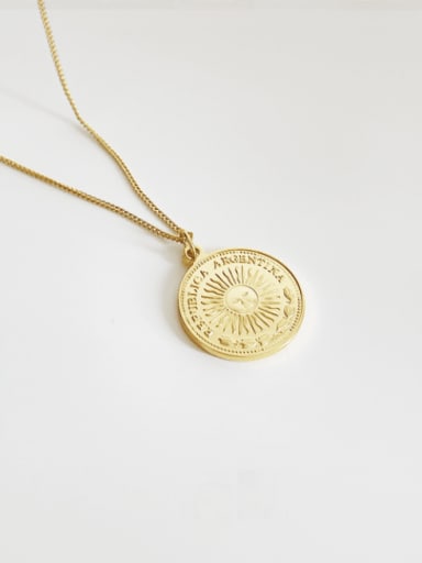 Sterling silver golden portrait coin necklace