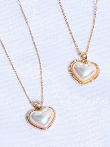 Brass Imitation Shell Pearl Geometric Minimalist Necklace