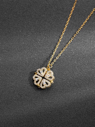 925 Sterling Silver Cubic Zirconia Clover Dainty Necklace