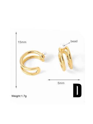 D Brass Imitation Pearl Geometric Minimalist Clip Earring